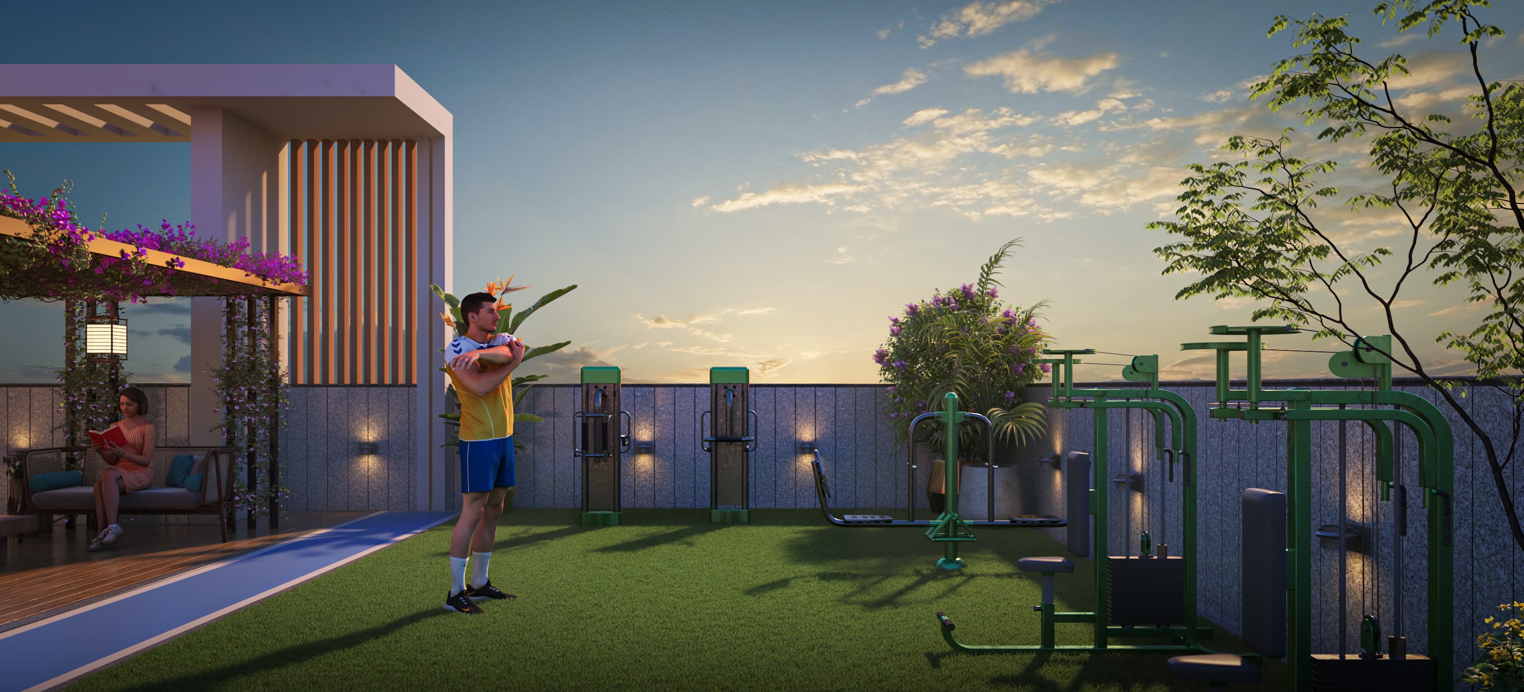 Terrace open gym at HUM Galaxy Heights