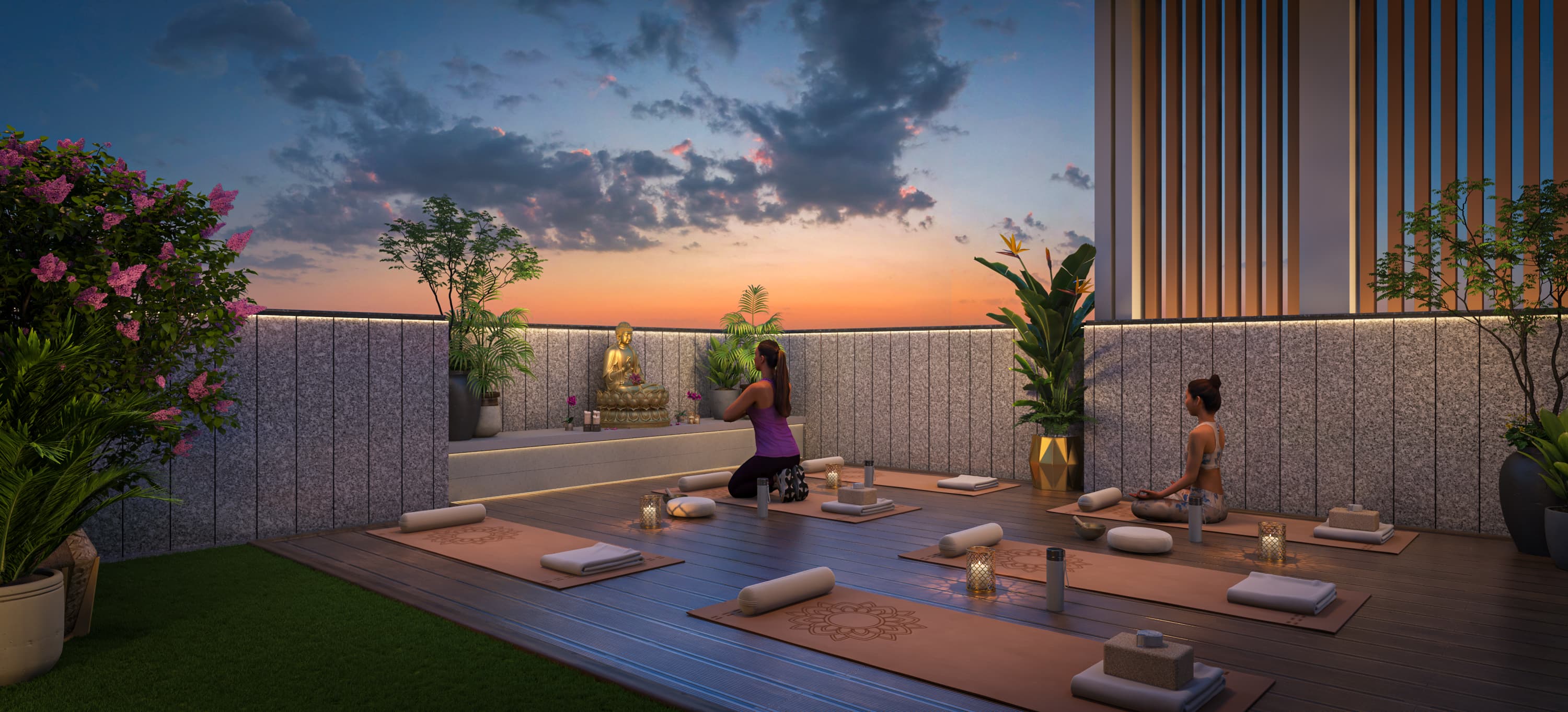 Terrace yoga area at HUM Galaxy Heights